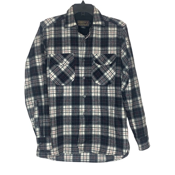 Pendleton Other - Pendleton Wool Flannel Shirt Mens Small Black White Red Plaid Button Down Oliver